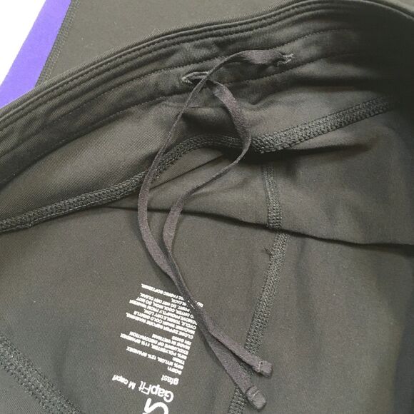 Gap Fit Womens M Grop Leggings Black Green Purple Stripe Gfast Nylon Retro 80s - Picture 4 of 10